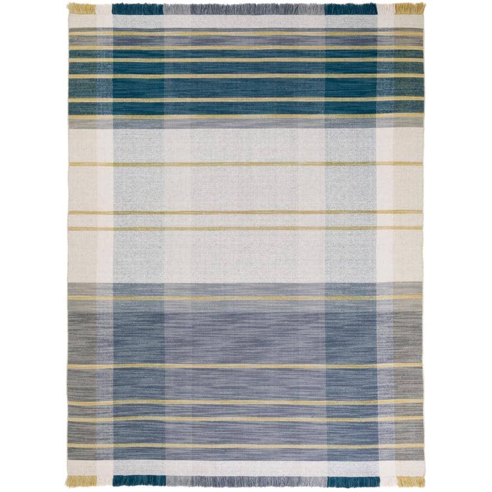 Striped Kilim STK706 Hand Woven Area Rug - Beige/Teal - 8'x10' - Safavieh.