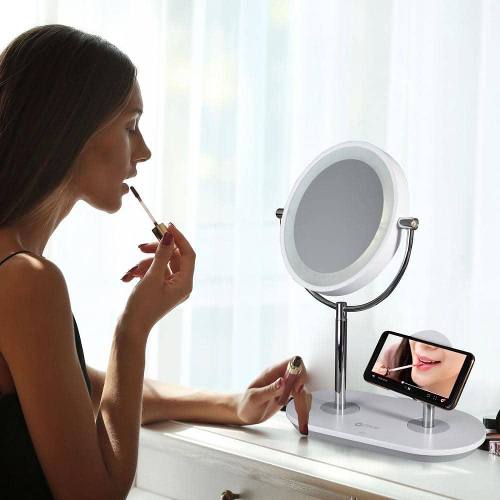 ClearSun LED Countertop Makeup Mirror with Wireless Charging