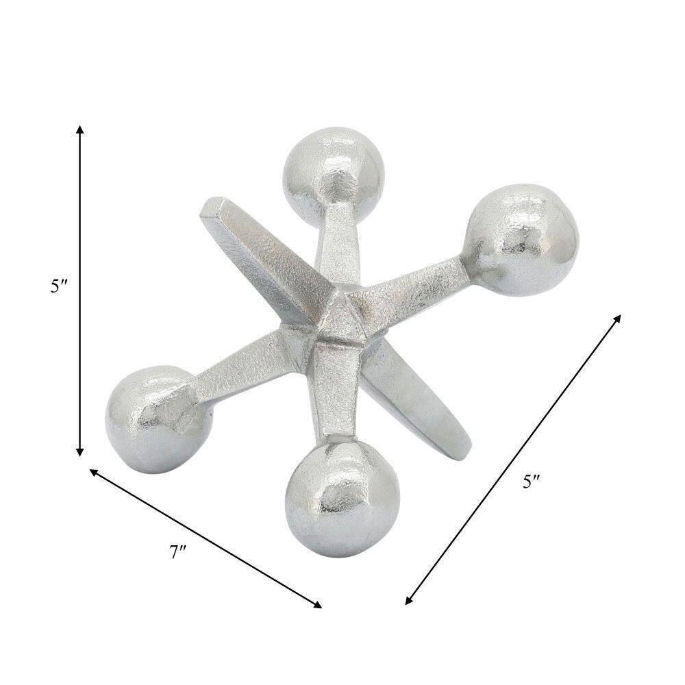 Sagebrook Home Creative Metal Jacks Sculpture for Room, Bedroom or Office Decor, Aluminum, Silver 7 L x 5 W x 5 H Inches
