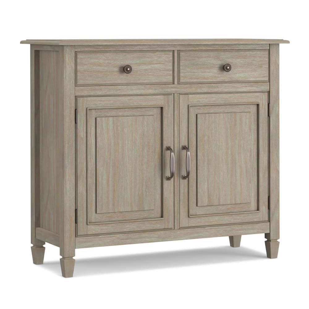Simpli Home Connaught 40"W Solid Wood 2-Shelf Entryway Storage Cabinet with 2 Storage Drawers