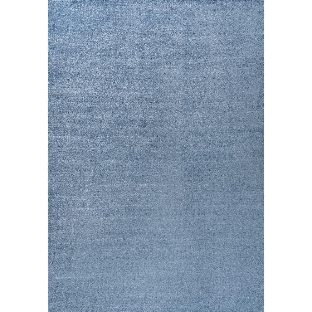 8'x10' Haze Solid Low-Pile Area Rug, Classic Blue - JONATHAN Y