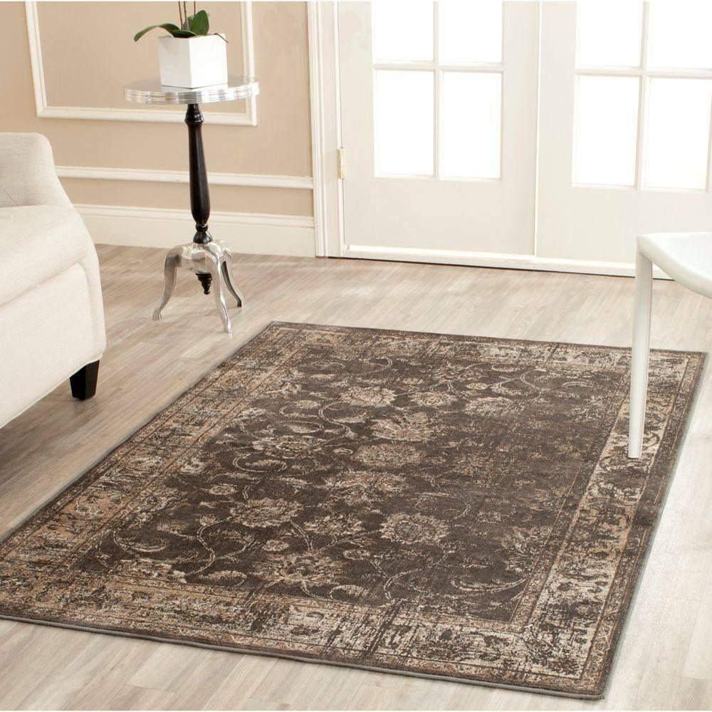 Vintage VTG117 Power Loomed Indoor Skid-Resistant Area Rug - Soft Anthracite - 4'x5'7" - Safavieh