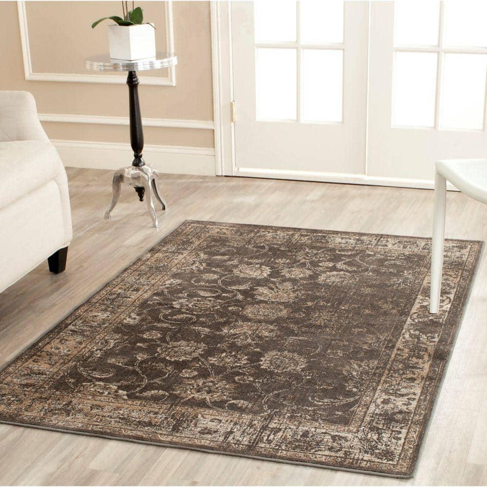 SAFAVIEH Vintage Jaxon Traditional Area Rug, Soft Anthracite, 8' x 8' Square
