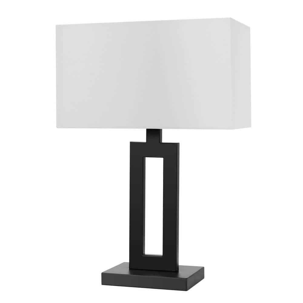 Globe Electric D'Alessio 20" Matte Black Table Lamp with White Linen Shade, 67045