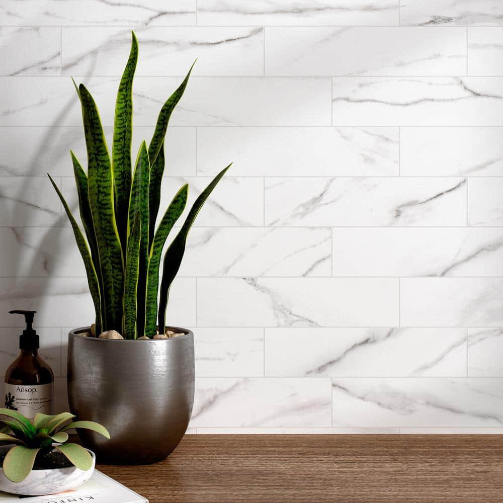 Pulpis 3" x 13" Beveled Porcelain Marble Look Subway Wall & Floor Tile