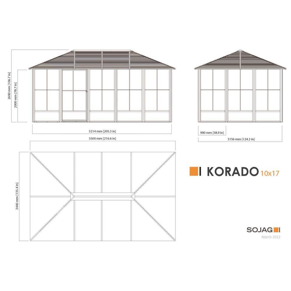 Sojag 10 Ft. W x 17 Ft. D Aluminum Patio Gazebo