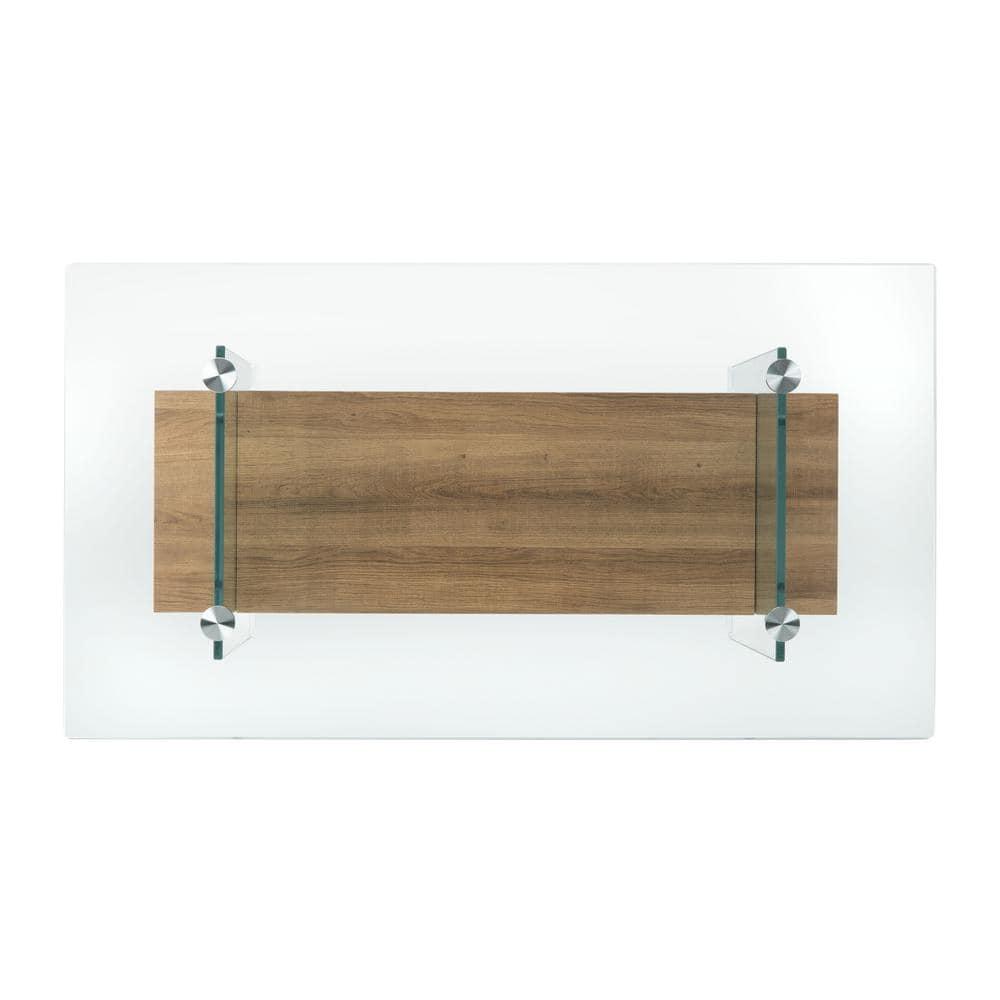 Kayley Coffee Table - Glass/Natural Brown - Safavieh