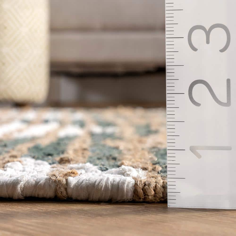 nuLOOM Hand Braided Marla Denim And Jute Diamonds Area Rug, 3' x 5', Olive
