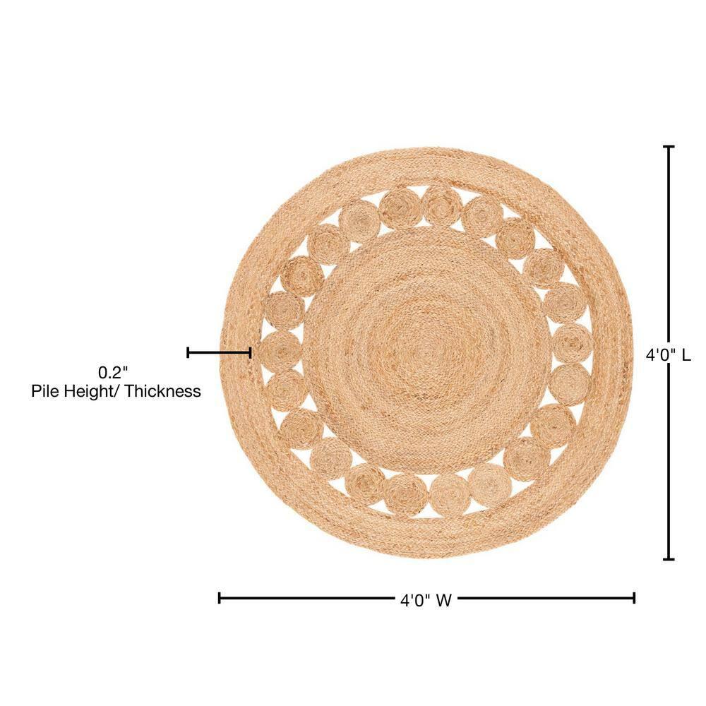 Natural Fiber NFB306 Hand Woven Area Rug - Natural - 4' round - Safavieh.