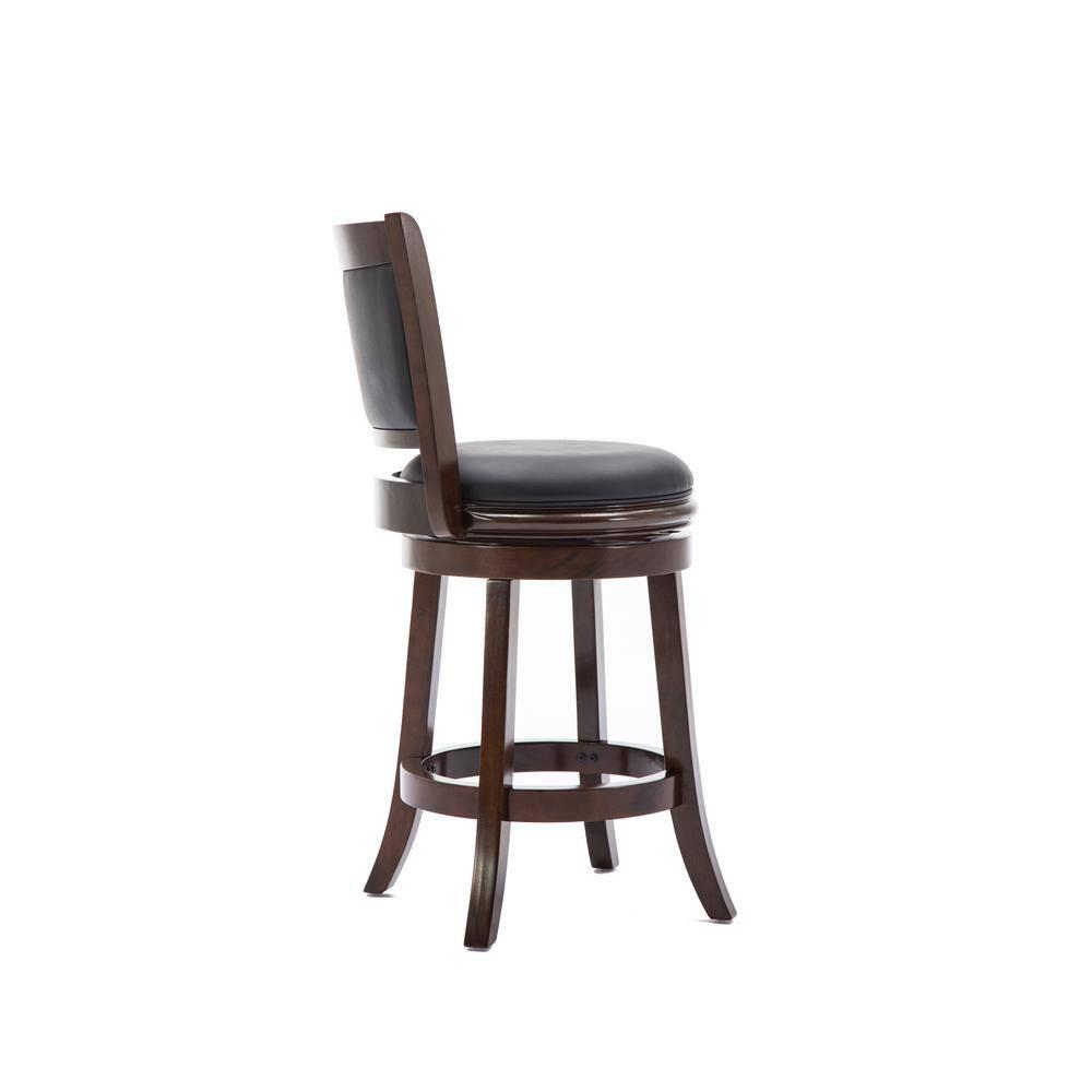 24" Augusta Swivel Counter Height Barstool Hardwood Cappuccino - Boraam: Round Seat, Footrest