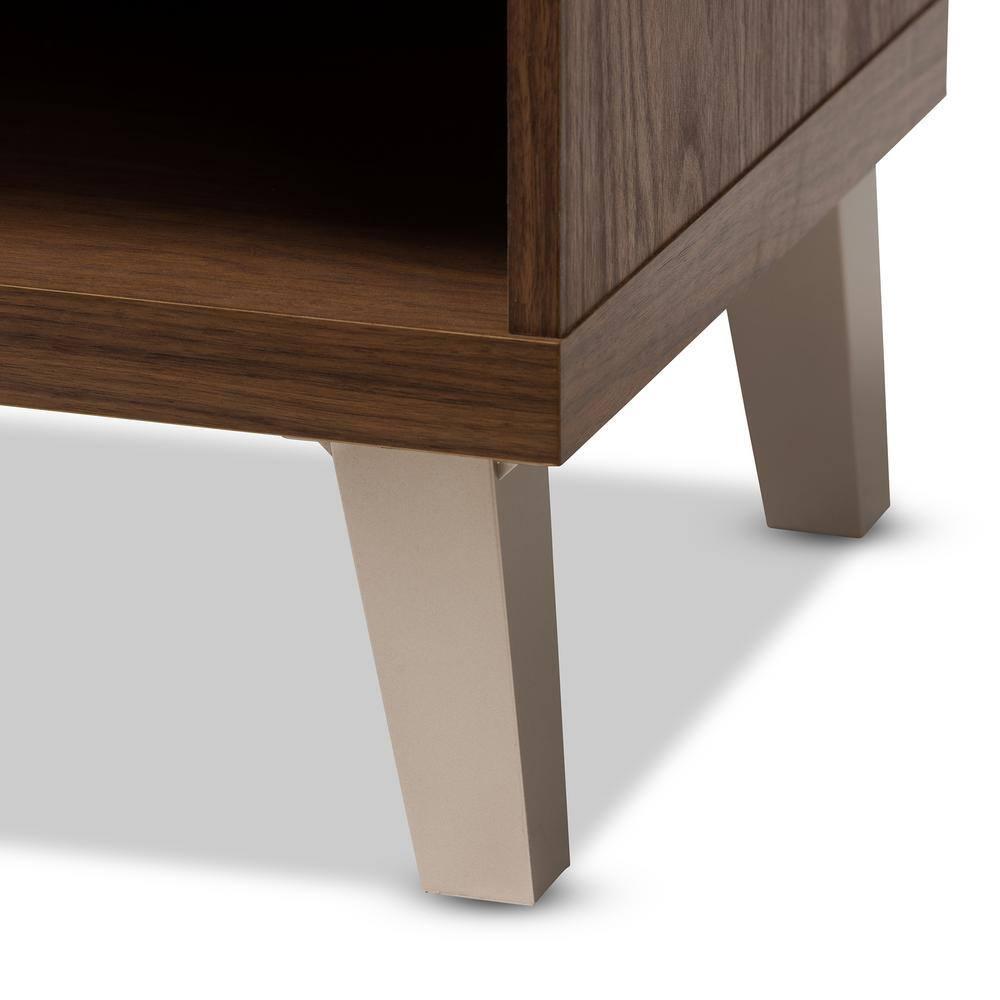 Arielle Modern and Contemporary Walnut Wood 3 Drawer Shoe Storage Light Gray, Brown - Baxton Studio
