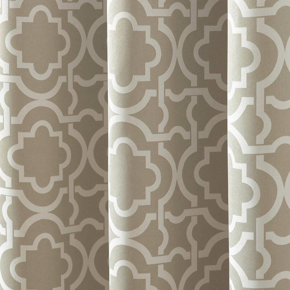 40"x63" Sun Zero Blackout Barnett Trellis Grommet Curtain Panel Taupe: Thermal Insulated, Energy Efficient, Noise Reduction