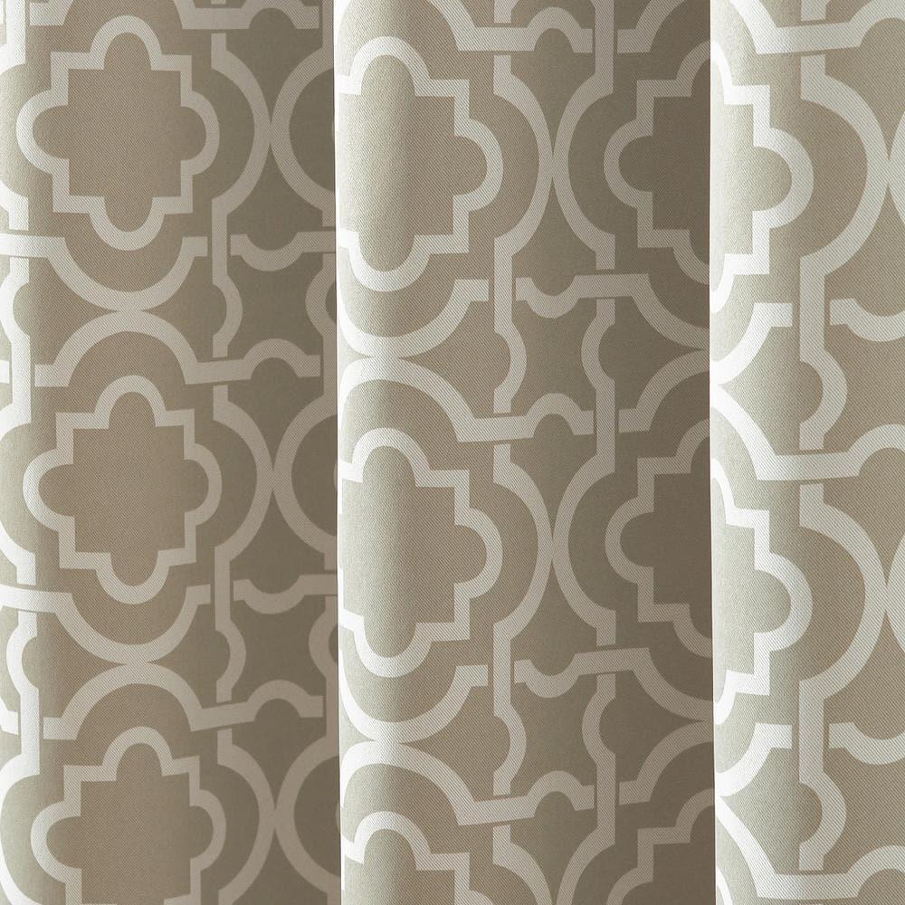 40"x95" Sun Zero Blackout Barnett Trellis Grommet Curtain Panel Taupe: Modern Geometric, Energy Efficient, Noise Reduction