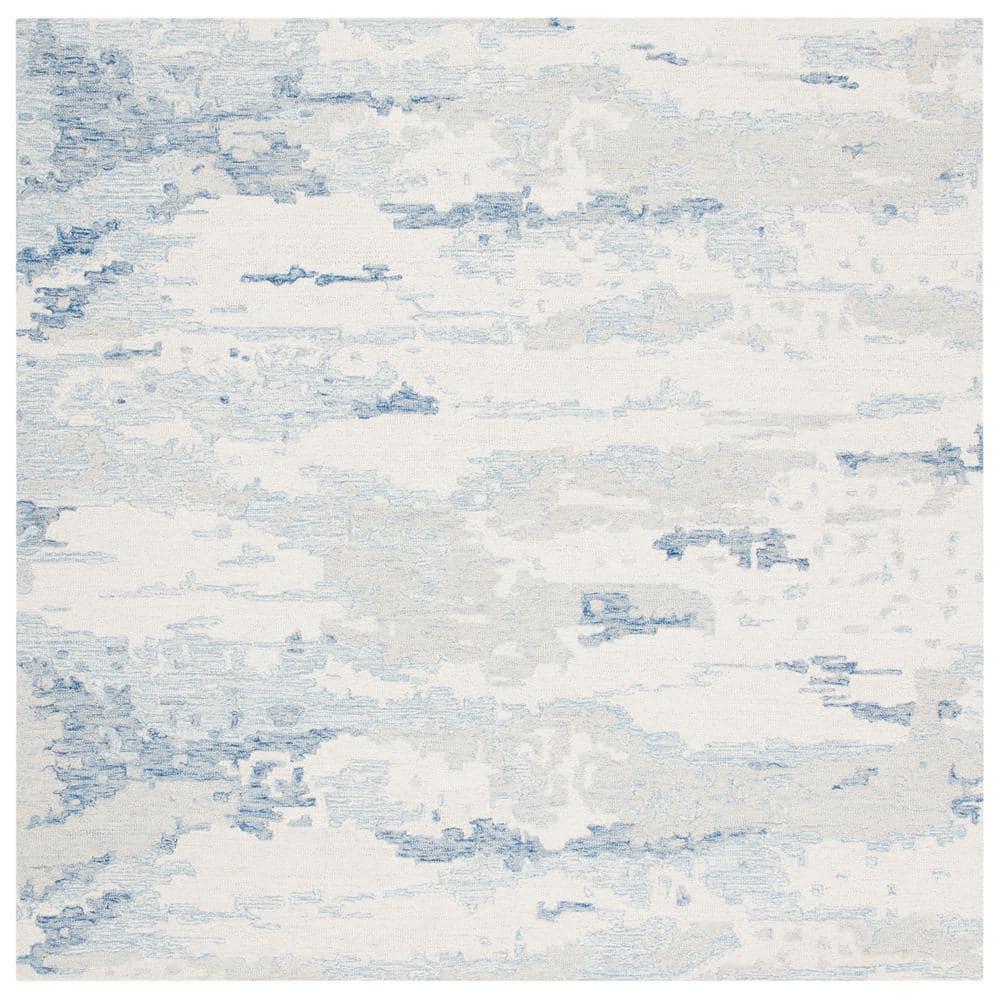Abstract ABT465 Handmade Indoor Area Rug - Ivory/Blue - 6'x6' - Safavieh