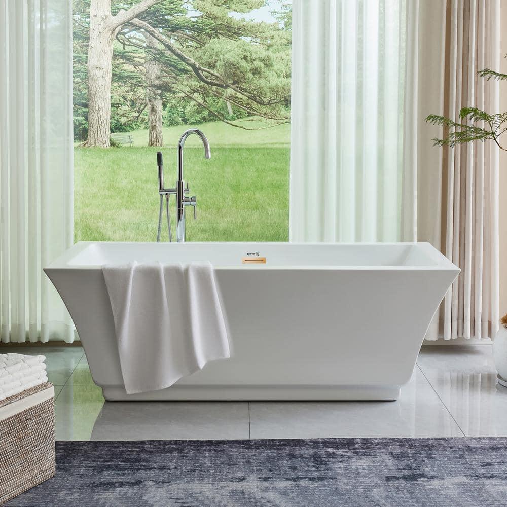 Vanity Art Orion 59'' x 30'' Freestanding Soaking Acrylic Bathtub VA6817-S-TG