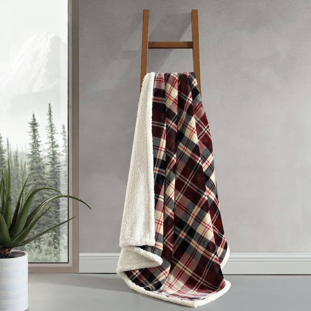 Eddie Bauer Printed Plush Fleece/Sherpa Throw Blankets