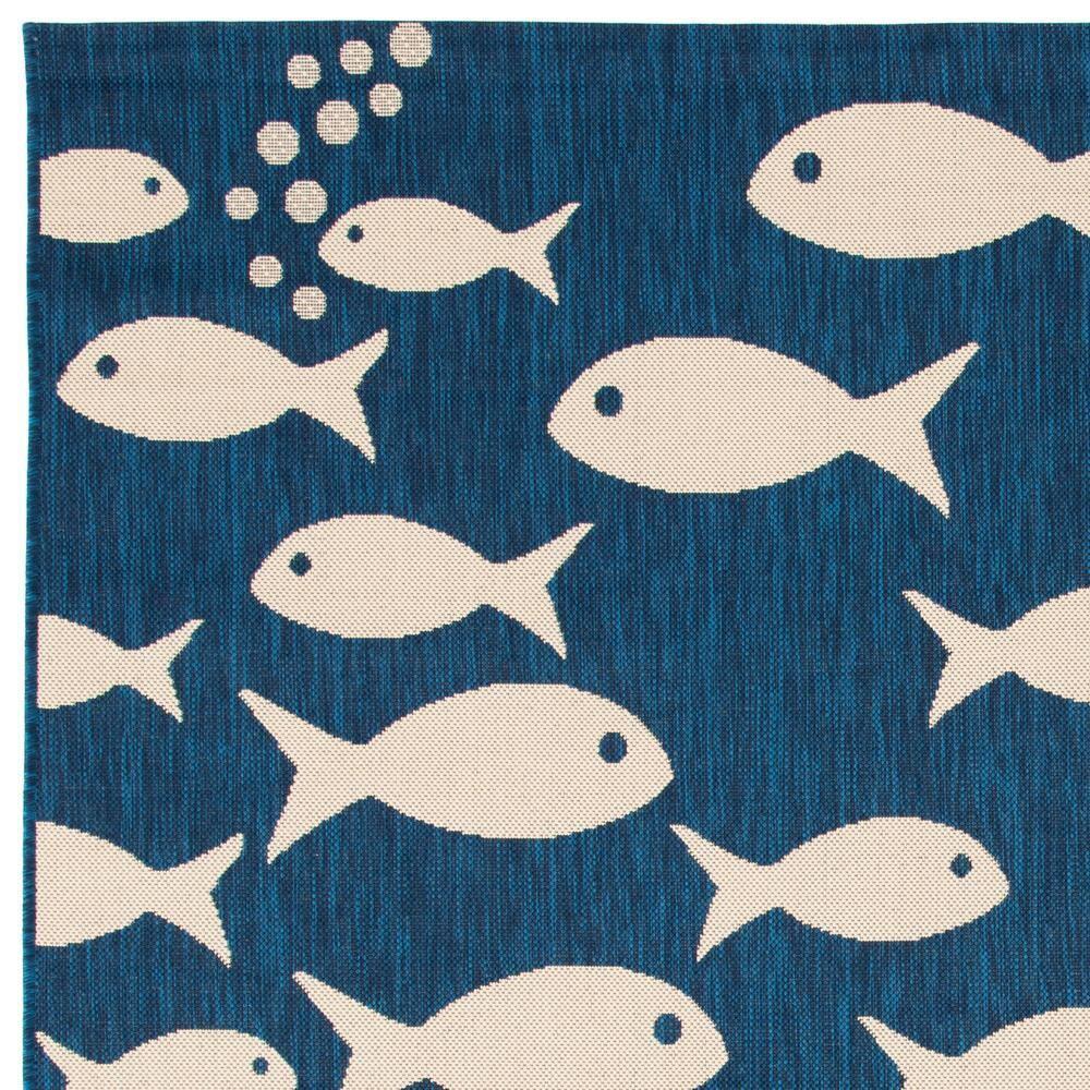 Courtyard CY6012 Power Loomed Indoor/Outdoor Area Rug - Navy/Beige - 6'7"x6'7" - Safavieh.