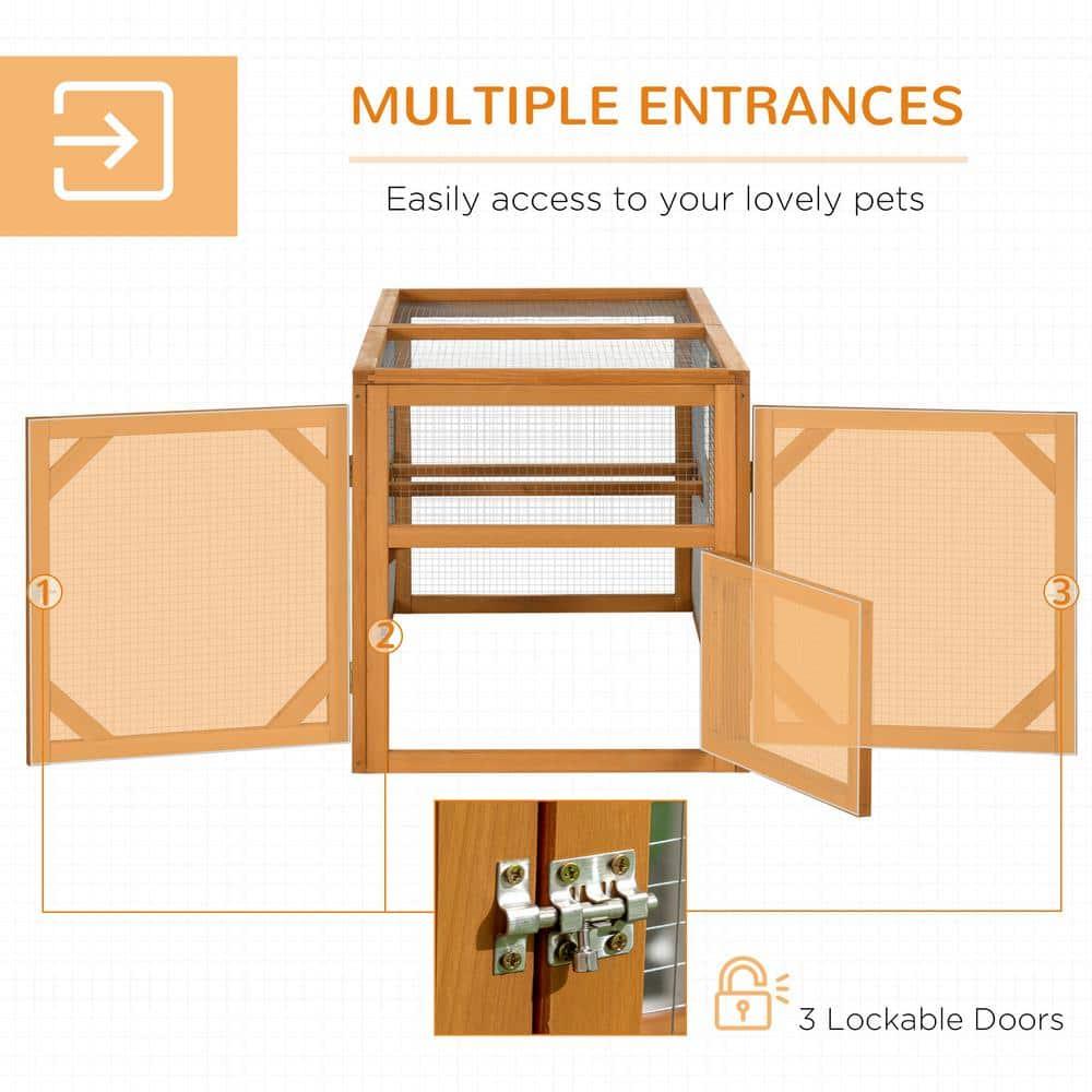 PawHut 55" Wooden Chicken Coop Add-on Expansion, Mini Chicken Coop Chicken House Outdoor Chicken Run Hen House with Combinable Design