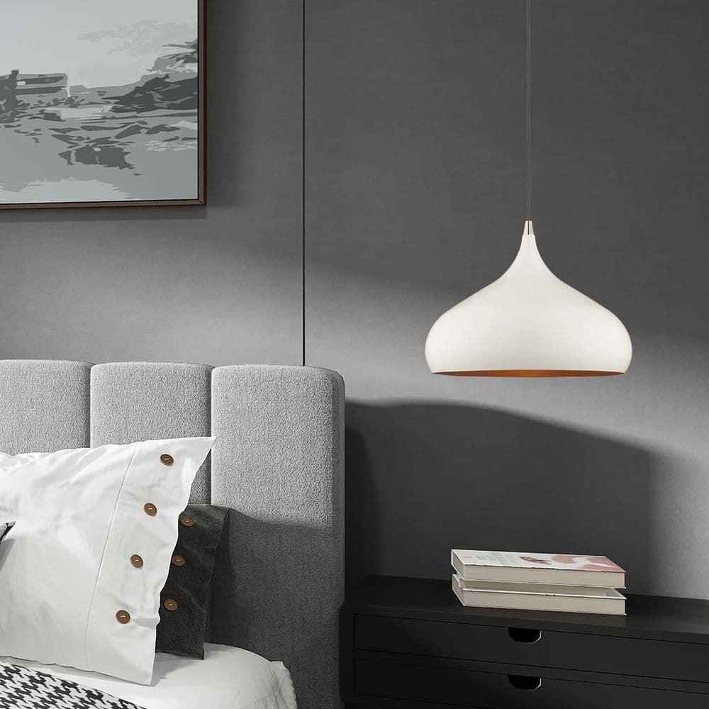 Shiny White and Gold Mini Aluminum Pendant Light