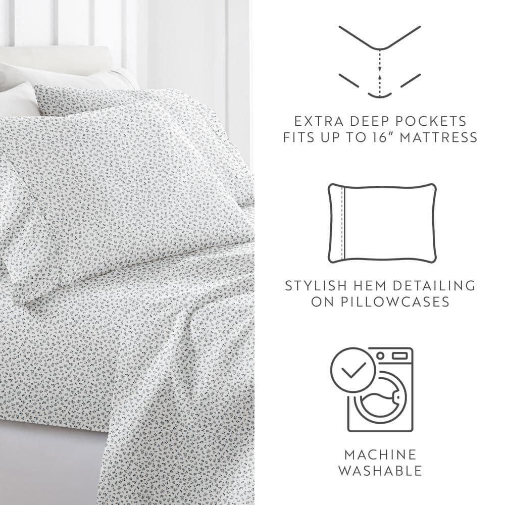 IEnjoy Home 4 Piece Sheet Set Patterned Microfiber Ultra Soft Bedding in Floral Dream