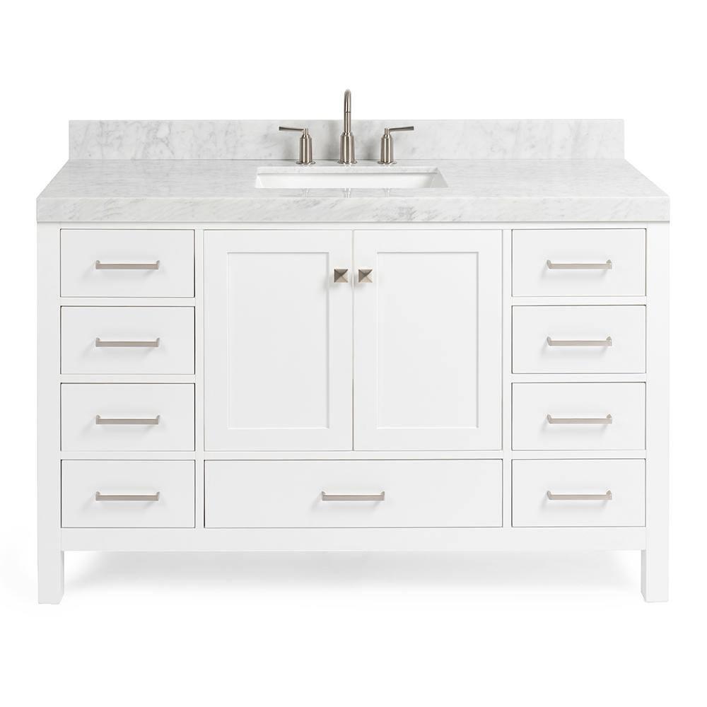 Cambridge 54'' Single Bathroom Vanity with Carrara Marble Top