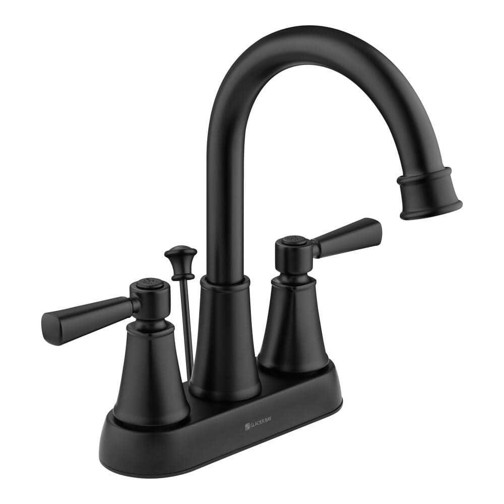 Melina 4 in. Centerset Double Handle High-Arc Bathroom Faucet in Matte Black
