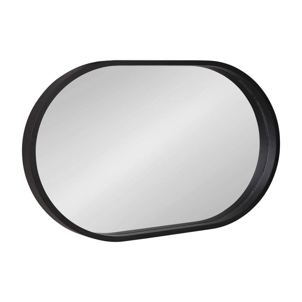 Kate & Laurel All Things Decor 12"x24" Travis Oval Wall Mirror Black: Modern Style, MDF Frame, No Assembly Required
