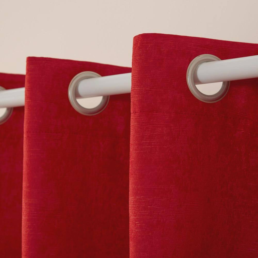 Set of 2 84"x52" Oxford Textured Sateen Thermal Room Darkening Grommet Top Window Curtain Panel Chili Red - Exclusive Home