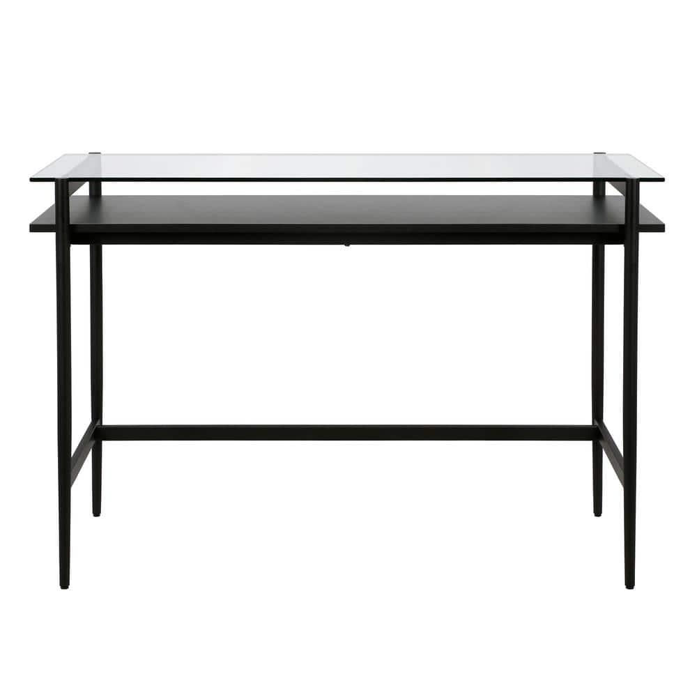 46" Black Bronze Desk with Black Woodgrain Shelf - Henn&Hart