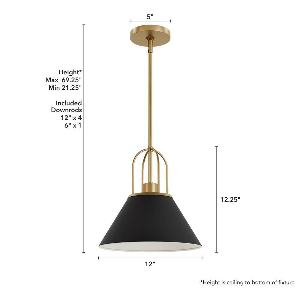 Jasmine Roth Collection + Hunter Jasmine Roth 1 - Light Flat Matte Black Cone Pendant