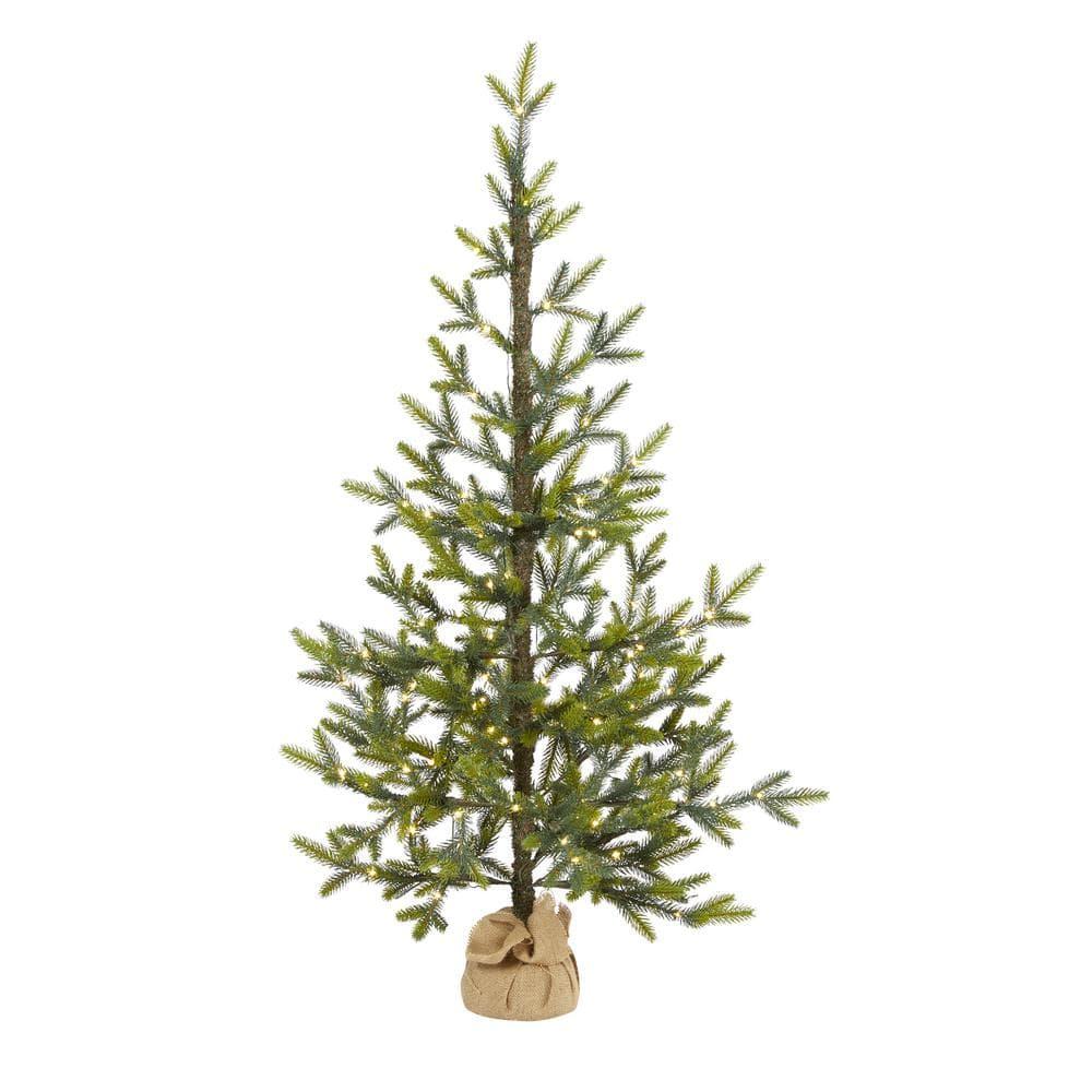 Nearly Natural 4' Green Fir Artificial Christmas Tree Prelit 100 Clear LED Lights