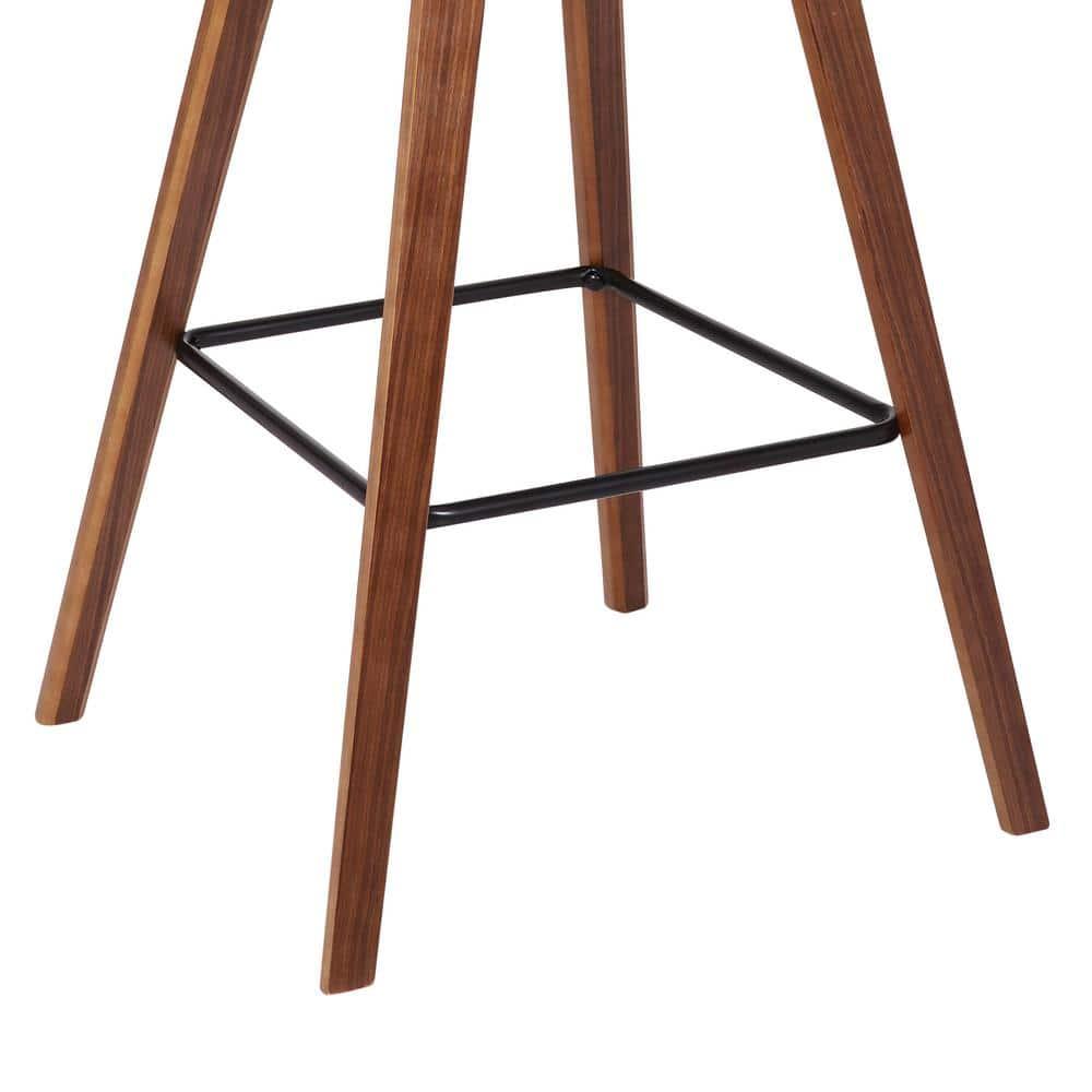 Armen Living Indoor Fox 28.5" Bar Height Black Faux Leather and Black Wood Mid-Century Modern Bar Stool