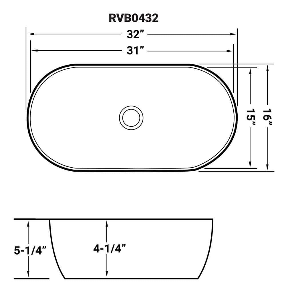 Ruvati RVB0432 Ruvati inch Bathroom Vessel Sink White Oval Above Counter Vanity Porcelain Ceramic