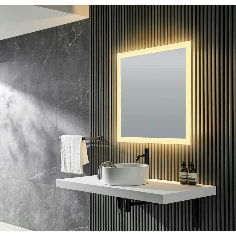 Mars 30" Silver LED Frameless Rectangular Vanity Bathroom Mirror