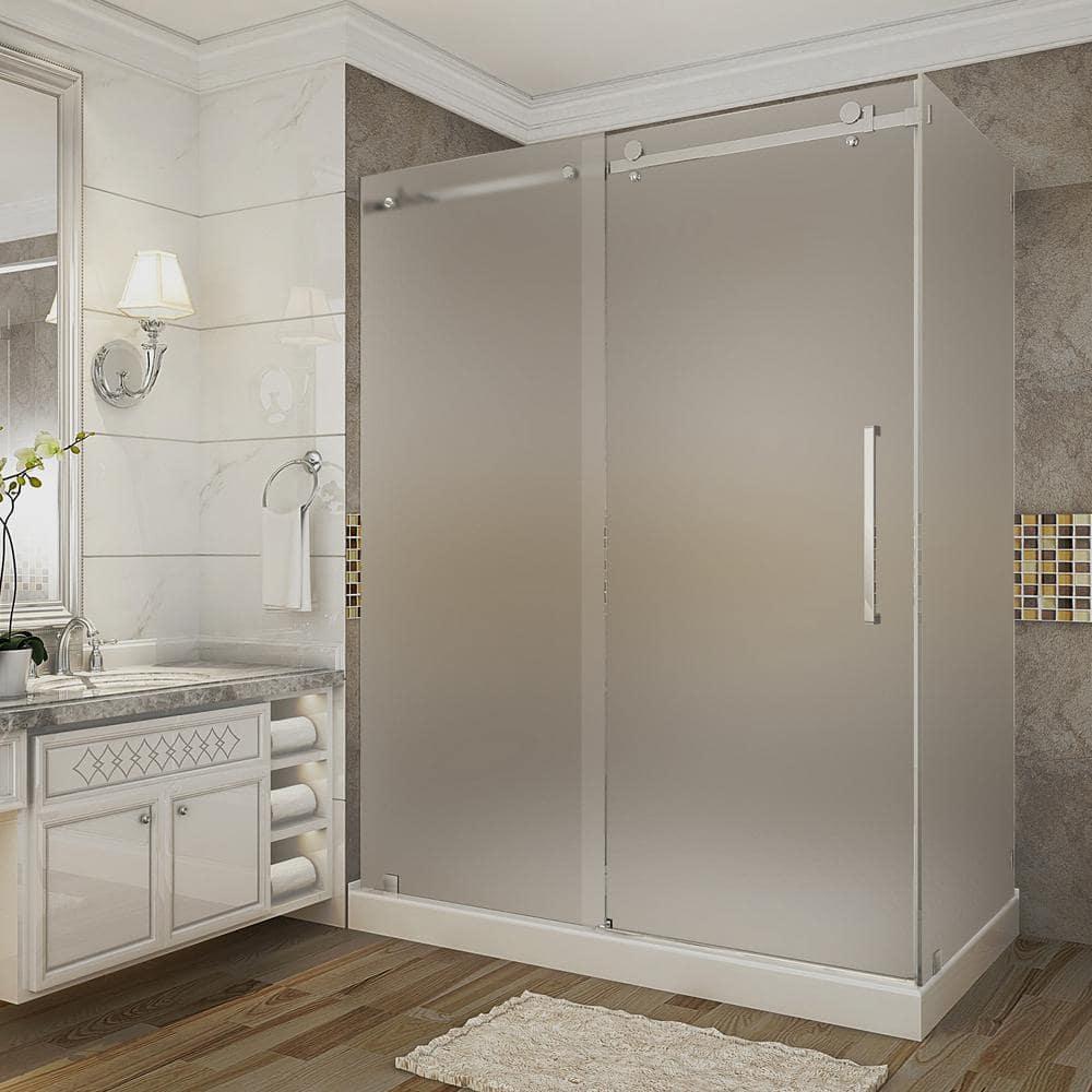 Aston Moselle 60" x 77.5" Rectangle Sliding Shower enclosure with Base Included SEN976F-TR-SS-60-10-L