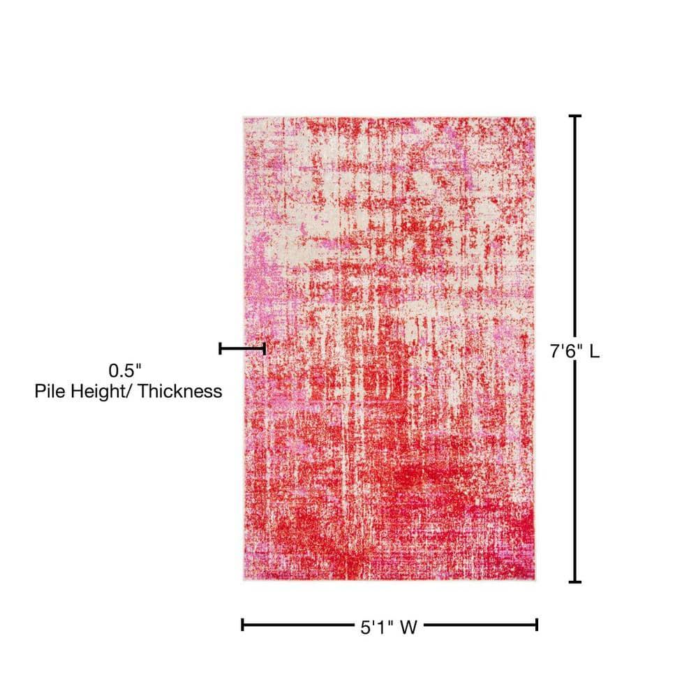 Adirondack ADR207 Machine Made Indoor Area Rug - Red/Gold - 5'-1"x7'-6" - Safavieh