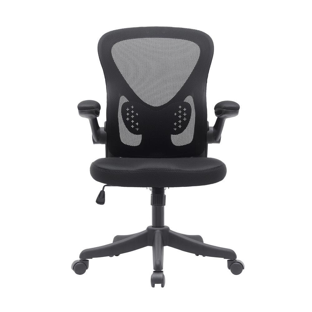 Techni Mobili Mesh Task Office Chair with Flip Up Arms Black - Techni Mobili: Ergonomic, Adjustable, Swivel, Nylon Frame