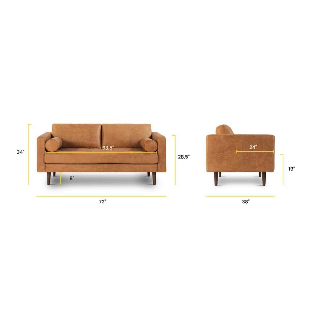 Napa 72'' Full-Grain Genuine Italian Leather Sofa