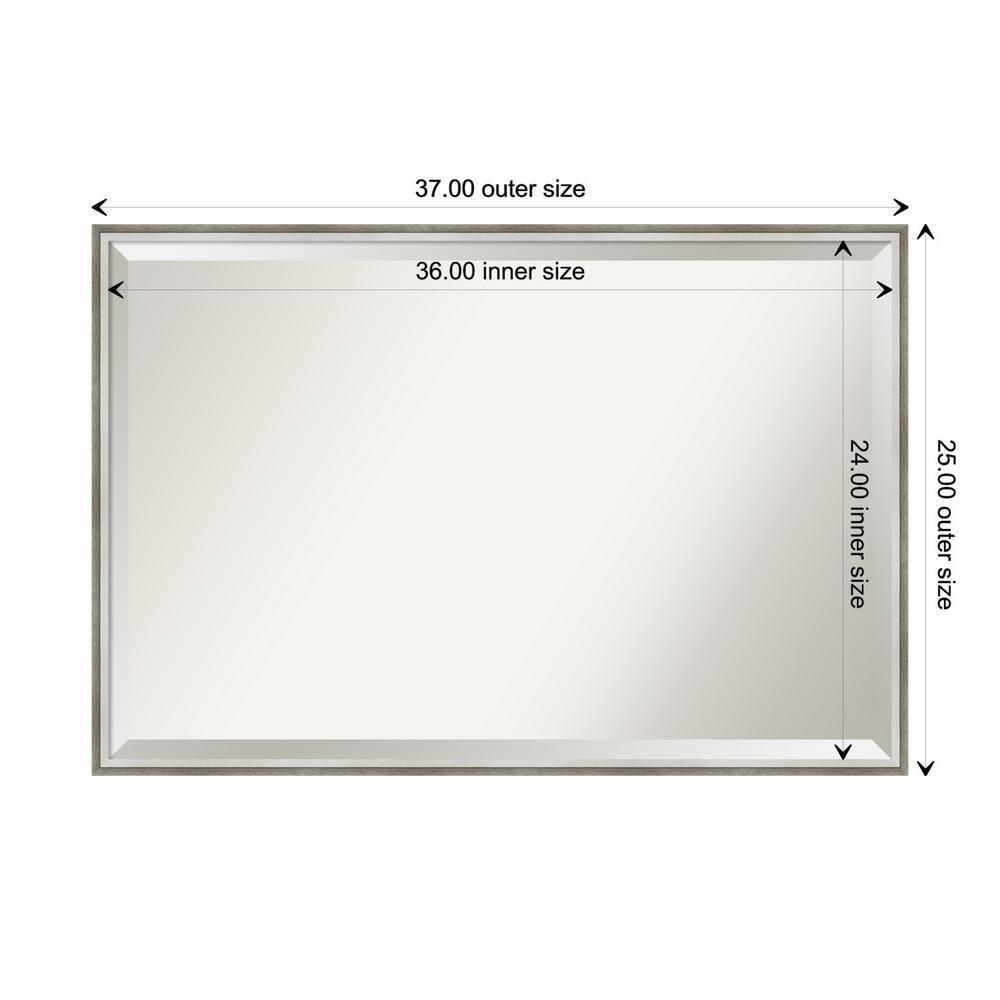 Elegant 37" x 25" Bronze and Silver Wood Bathroom Vanity Mirror