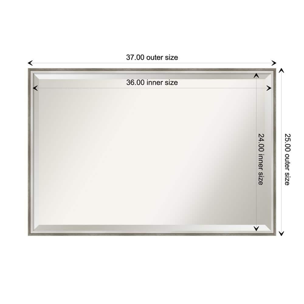 Elegant 37" x 25" Bronze and Silver Wood Bathroom Vanity Mirror