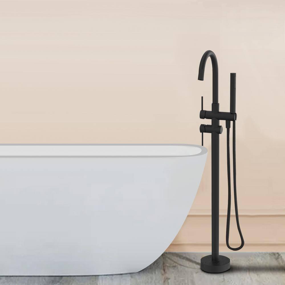 PENGFANG WORLDWIDE LLC Double Handle Floor Mounted Tub Filler With Handshower P017MBTF