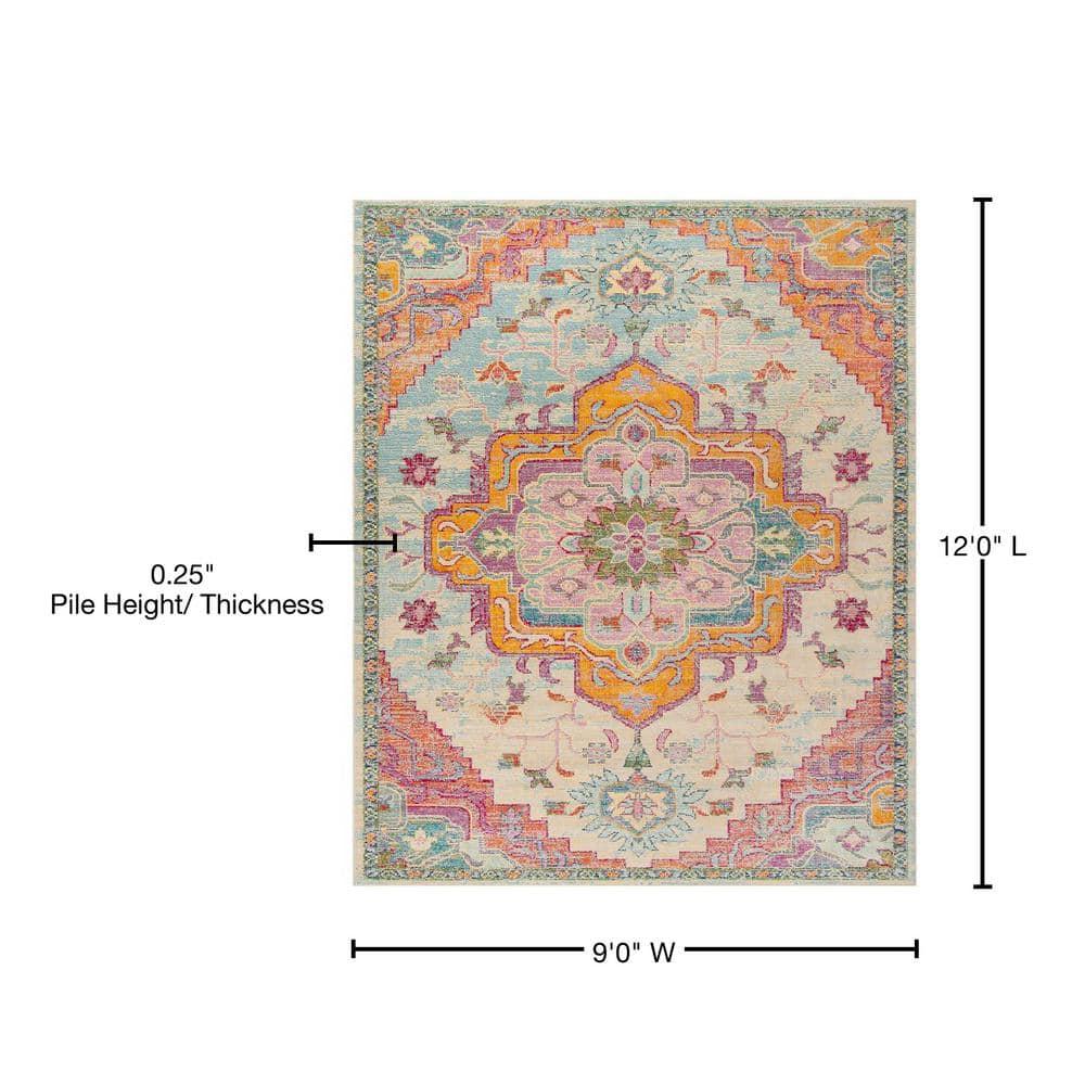 Crystal CRS501 Loomed Indoor Area Rug - Light Blue/Fuchsia - 9'x12' - Safavieh