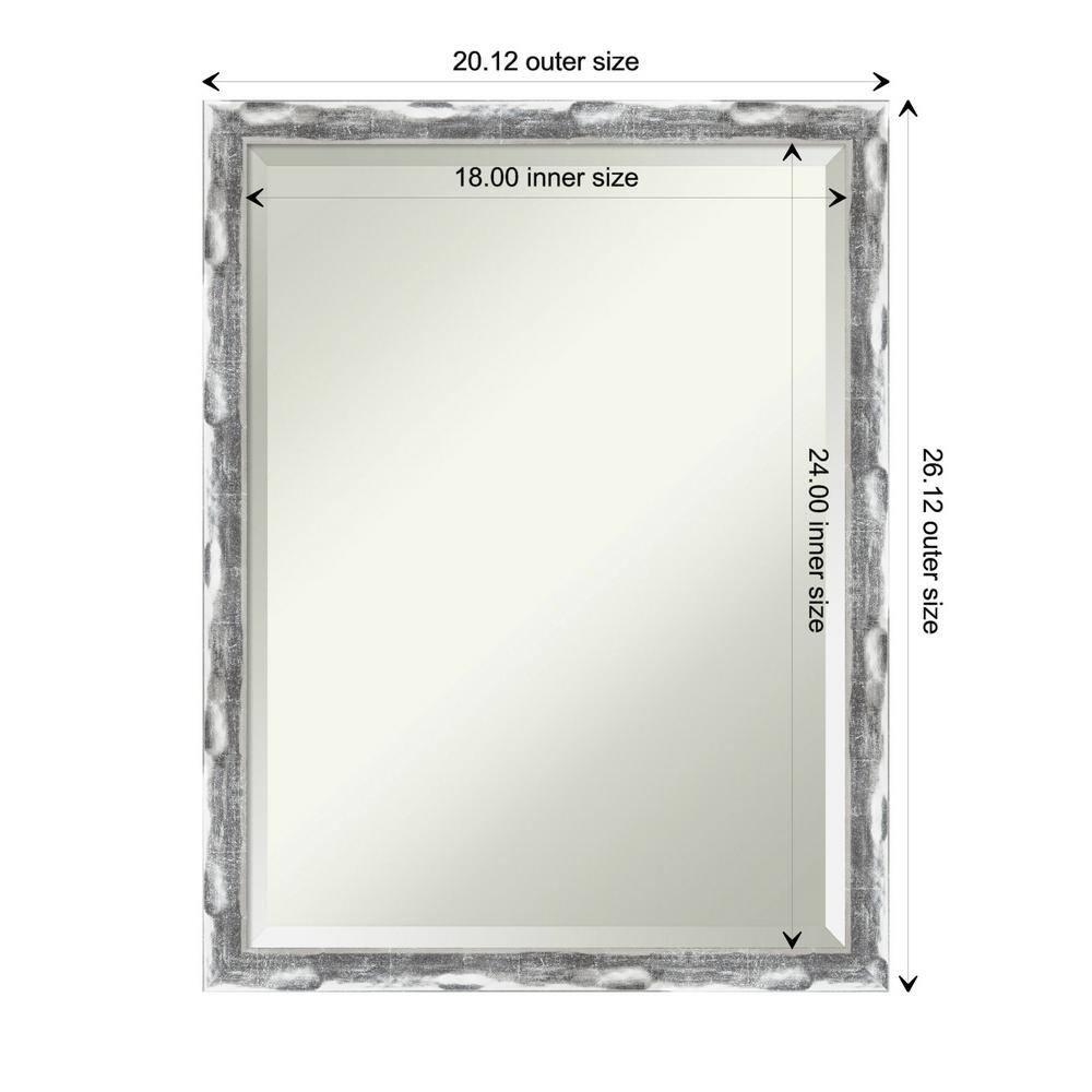Amanti Art 20" x 26" Scratched Wave Framed Bathroom Vanity Wall Mirror Chrome : Modern Rectangle, Wall Mount