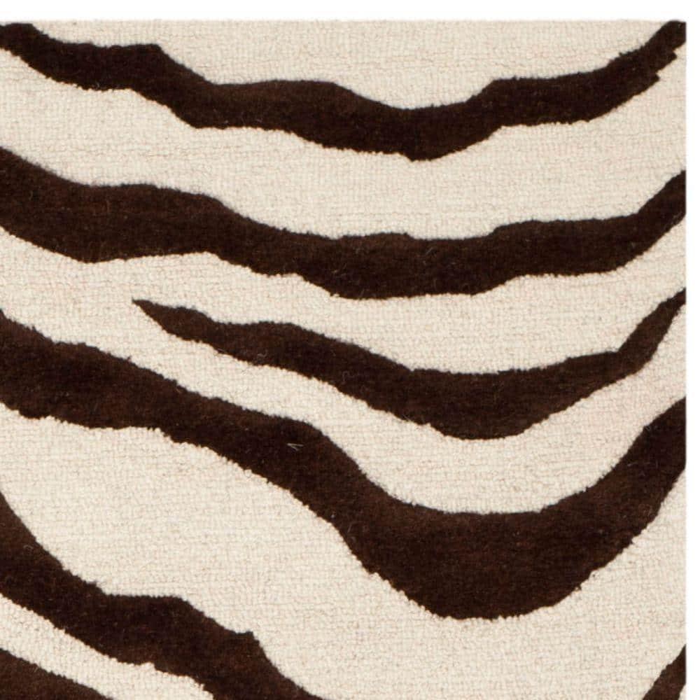 SAFAVIEH Cambridge Leah Animal Stripes Wool Area Rug, Ivory/Brown, 5' x 8'