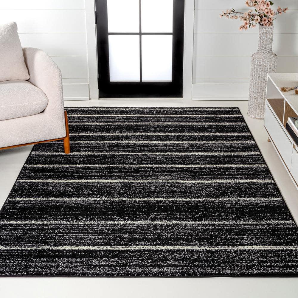 JONATHAN Y Williamsburg Minimalist Stripe Black/Cream 8 ft. x 10 ft. Area Rug