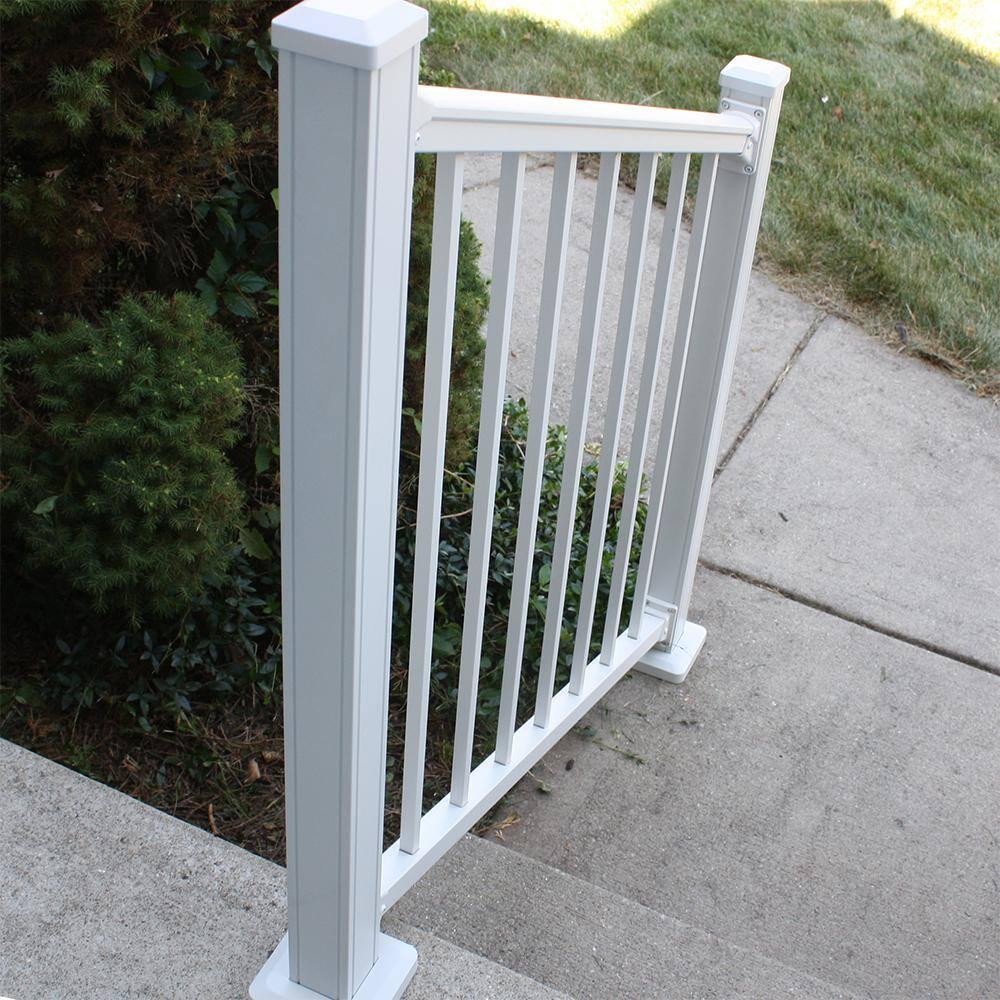Weatherables Stanford 6-ft x 36-in Textured White Aluminum Deck Stair Rail Kit