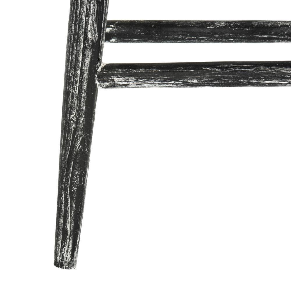 Colton Wood Counter Stool - Black/White Wash/Sungkai Wood - Safavieh