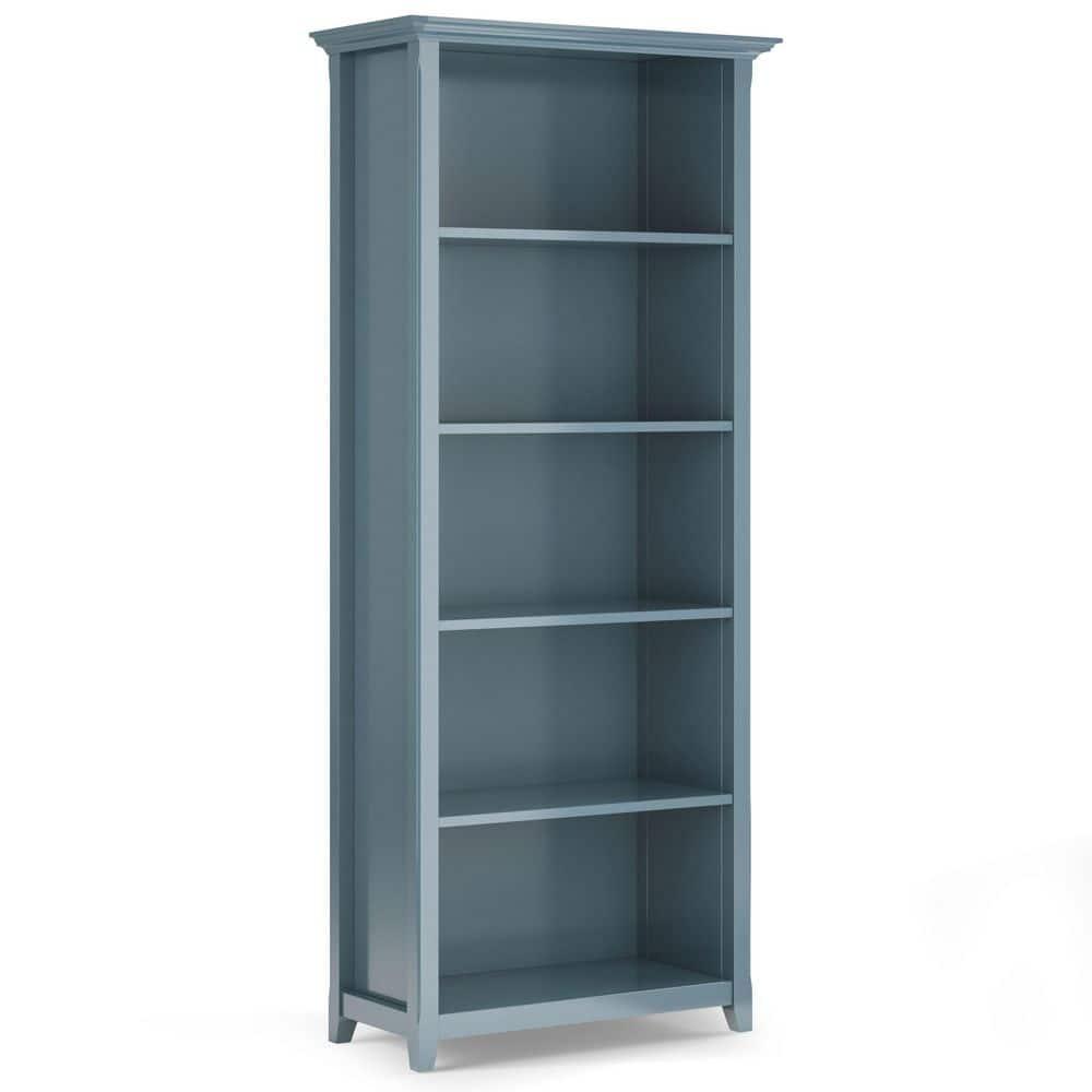 Simpli Home Amherst 30"W Solid Wood 5 Shelf Bookcase with Adjustable Shelves