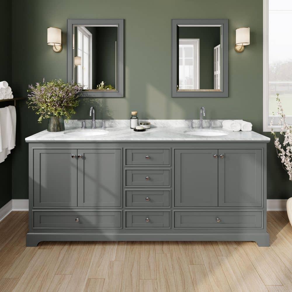 Wyndham Collection Deborah 80'' Double Bathroom Vanity with Marble Top
