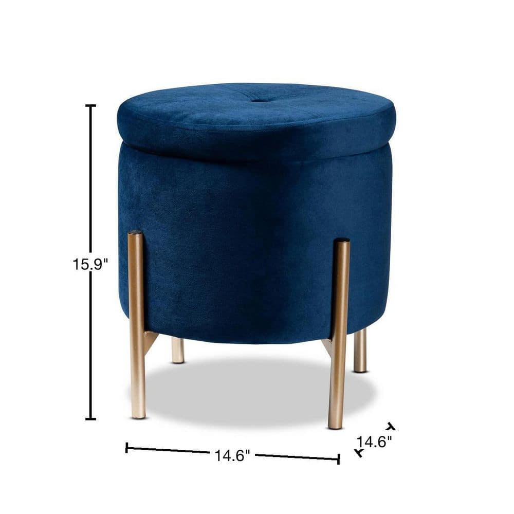 Malina Velvet Metal Storage Ottoman Navy Blue/Gold - Baxton Studio
